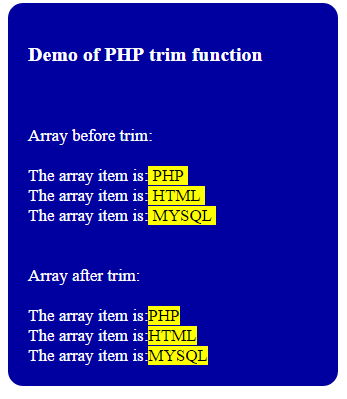 php trim character mask