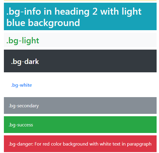 Bootstrap color classes for text, background, links and more
