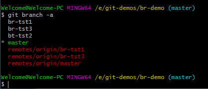 Git list branches all