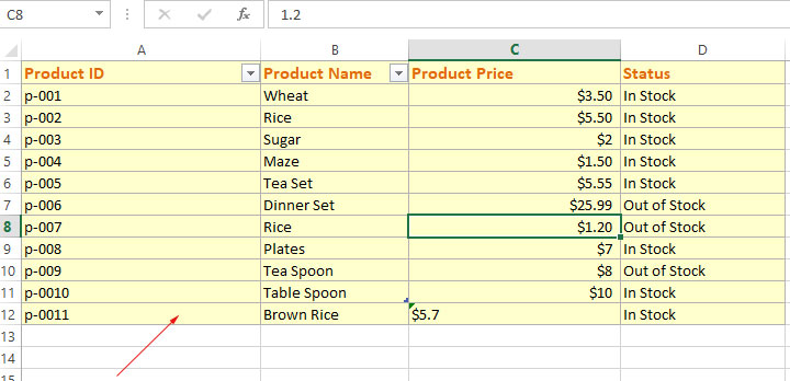 Demo image of Excel Write Row date